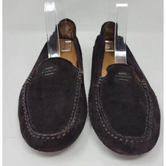 COACH Shoes Amber Black Driving Mocs Slip On Flat Loafer - Picture 2 of 5